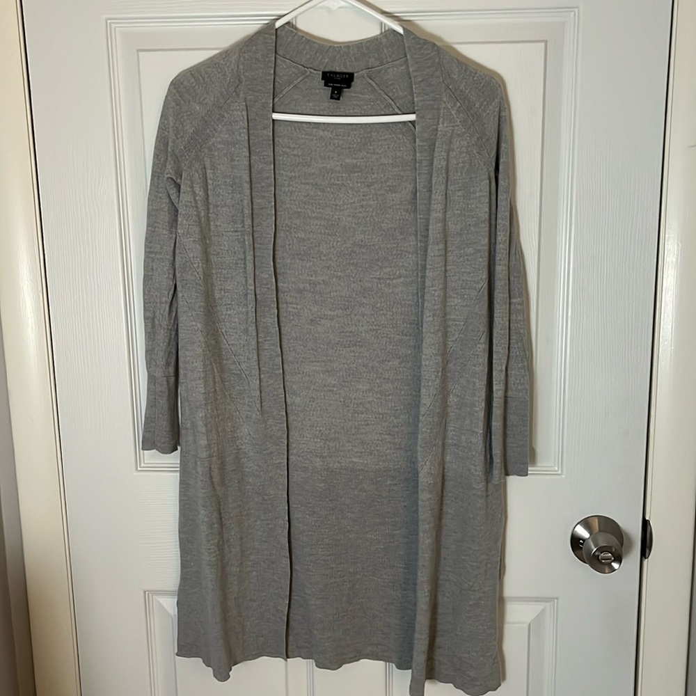 Merino Wool Light Gray Long Cardigan